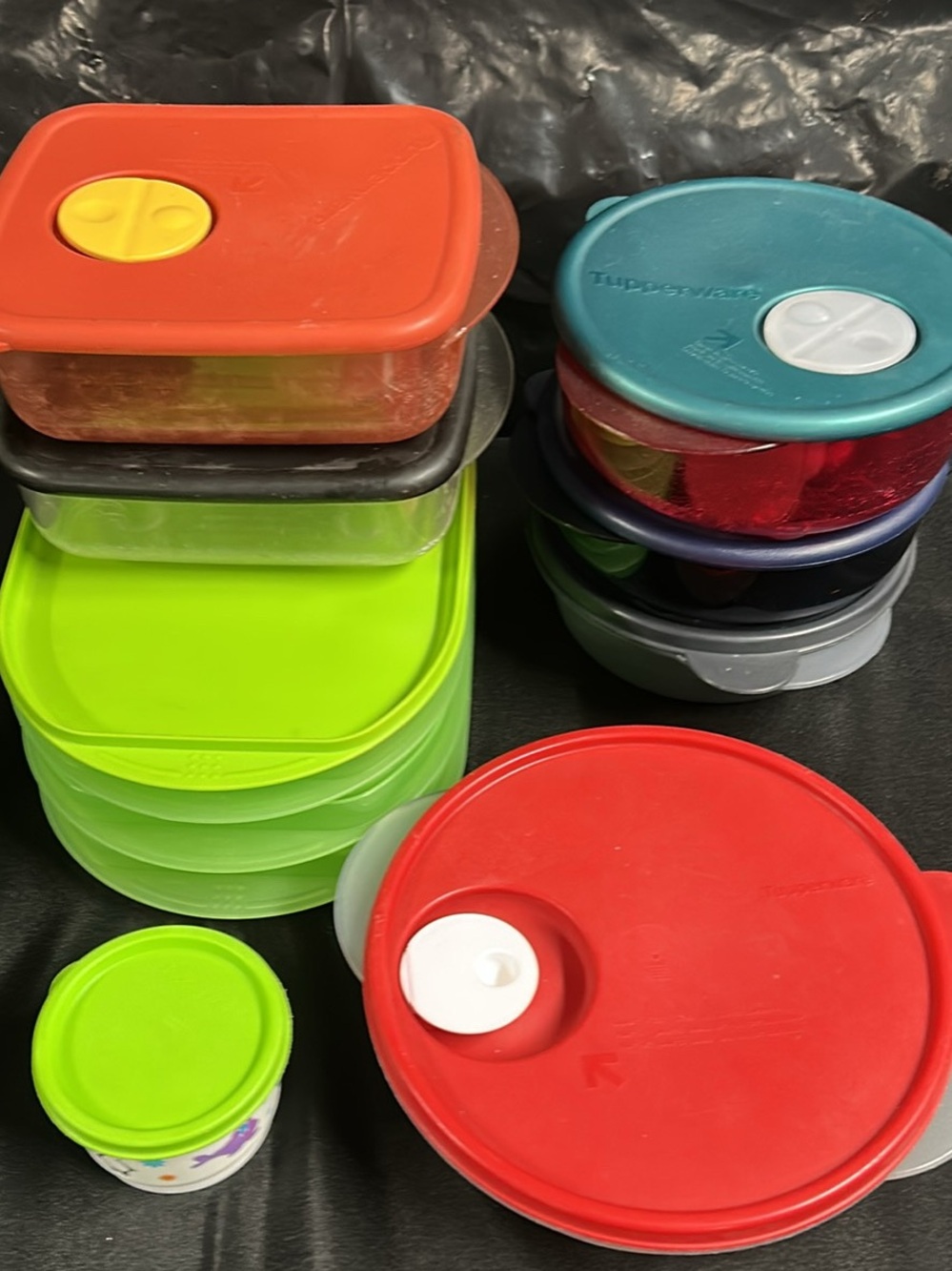 Tupperware Assorted Color Food Storage Container Set - Green, Red, Teal, Orange